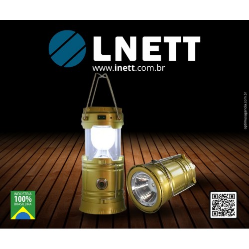Lampião E Lanterna Led Recarregável Usb/energia/ Solar Dourado 