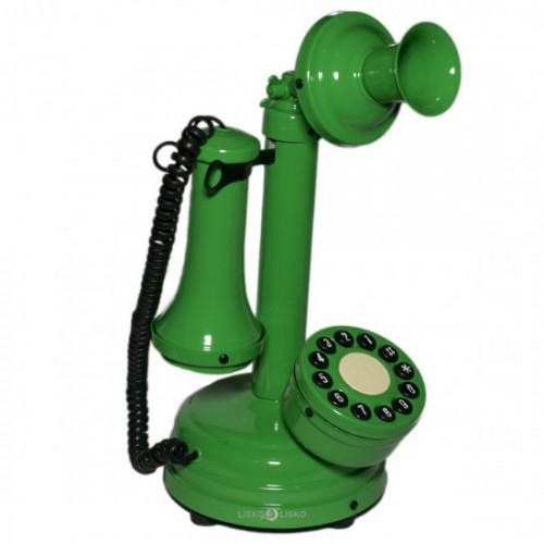 Telefone Antigo Retrô Castiçal em Metal Verde