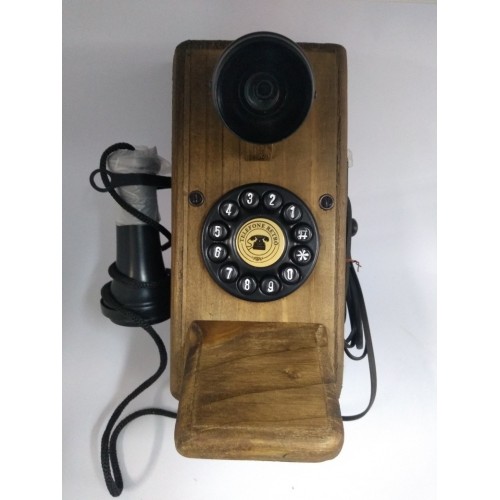Telefone Antigo em Madeira de Parede Retrô 