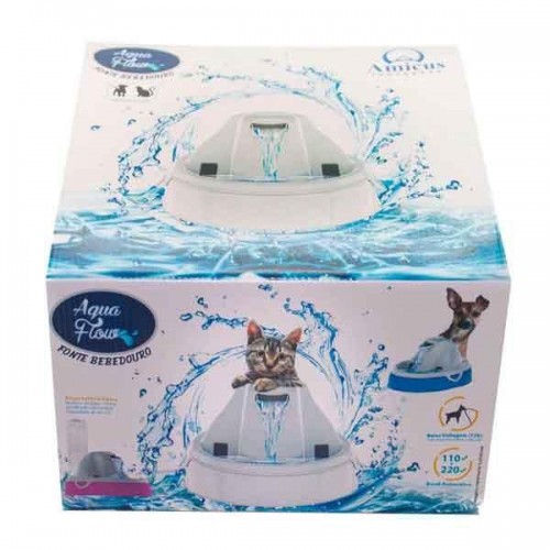 Fonte Bebedouro Aqua Flow Amicus para Cães e Gatos Branco/Azul