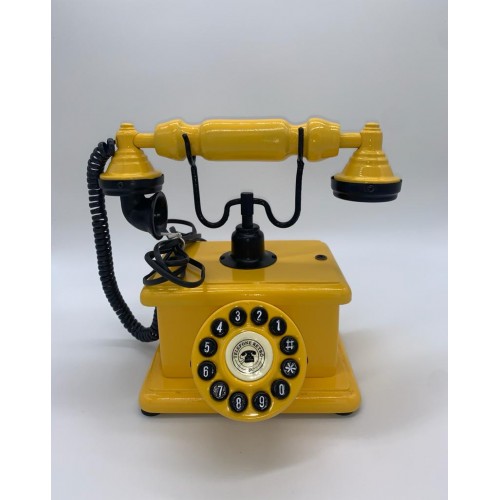 Telefone Antigo Retrô Mesa Amarelo