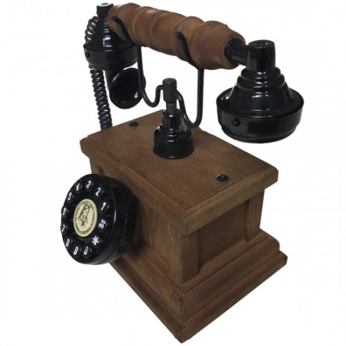 Telefone Antigo Retrô Mesa Madeira